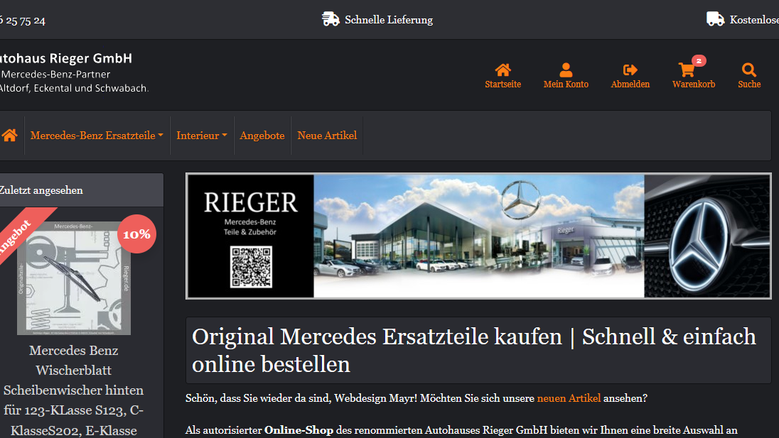 Autohaus Rieger Onlineshop - Mercedes Ersatzteile online bestellen