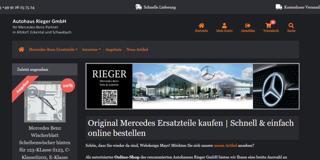 Autohaus Rieger Onlineshop - Mercedes Ersatzteile online bestellen